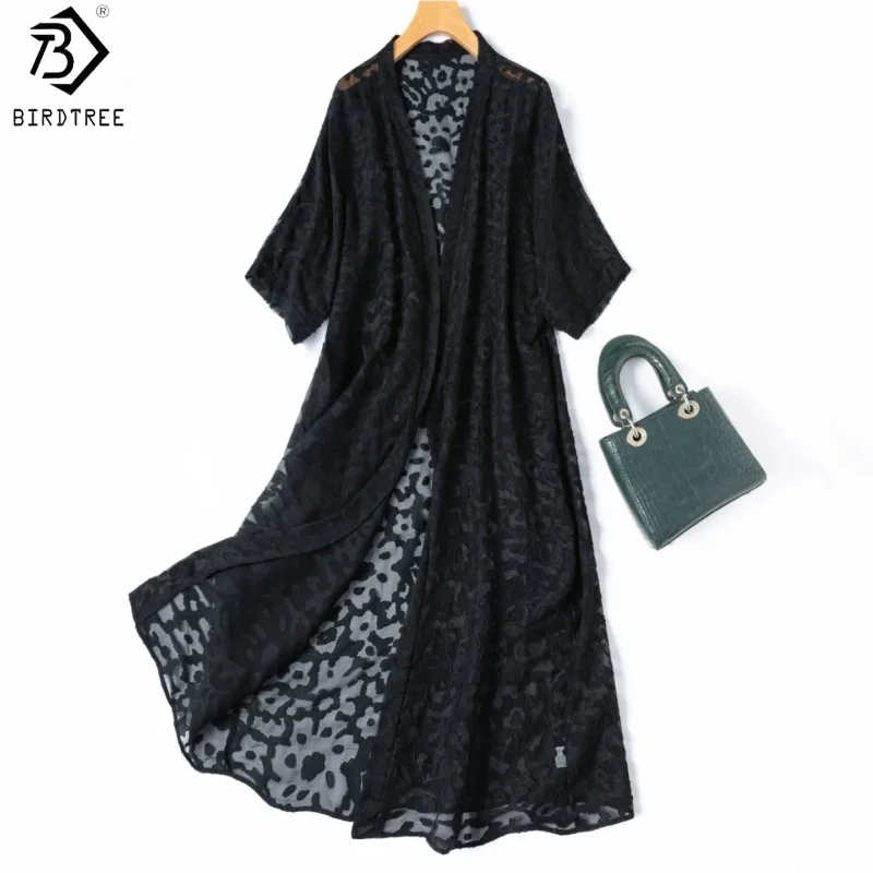 Birdtree, 100% Silk Sheer Long Coat, Women Clipped Silk Gauze Tops, Sun protection Cardigan, Batwing Sleeve, 2026 New T64835JF
Birdtree, 100% Silk Sheer Long Coat, Women Clipped Silk Gauze Tops, Sun protection Cardigan, Batwing Sleeve, 2026 New T64835JF