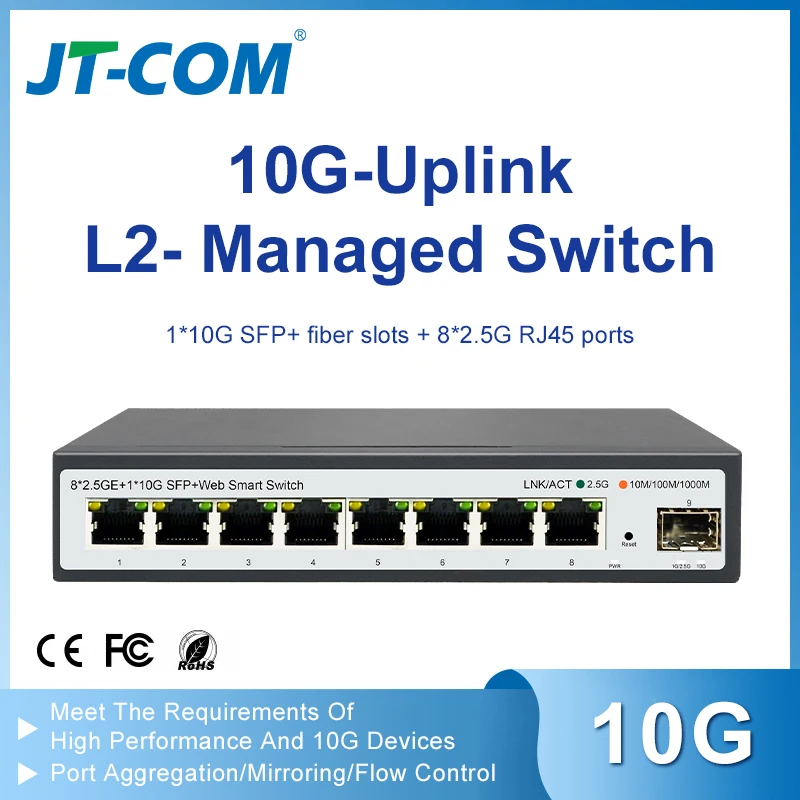Управляемый коммутатор JT-COM 2,5GbE, 8 портов, сетевой коммутатор 2,5GBASE-T, слот 10G SFP+, управление через веб-концентратор, интернет-коммутатор
Управляемый коммутатор JT-COM 2,5GbE, 8 портов, сетевой коммутатор 2,5GBASE-T, слот 10G SFP+, управление через веб-концентратор, интернет-коммутатор