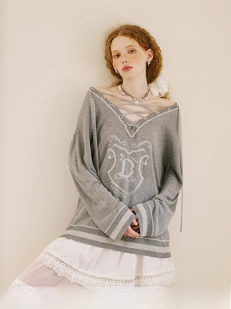 DIDDI MODA Casual Retro Faionable Knitted Lace Dstring V-ne Cover up Women's Long Sve Sweater Sweet Sle Loose Fit
DIDDI MODA Casual Retro Faionable Knitted Lace Dstring V-ne Cover up Women's Long Sve Sweater Sweet Sle Loose Fit