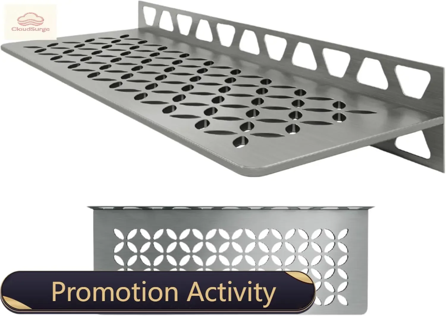 Rectangular Shelf for Tiled Walls - 4mm Thick, Floral Design, Stainless Steel Material, Brushed Stainless Steel Finish - SWS1D5E
Rectangular Shelf for Tiled Walls - 4mm Thick, Floral Design, Stainless Steel Material, Brushed Stainless Steel Finish - SWS1D5E