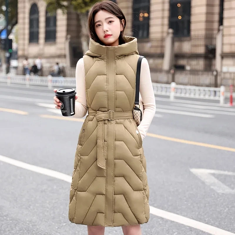 6 Colors New Women's Casual Long Down Cotton Belt Vest Winter Warm Waistcoat Fashion Windproof Hooded Parka Female Overcoat
6 Colors New Women's Casual Long Down Cotton Belt Vest Winter Warm Waistcoat Fashion Windproof Hooded Parka Female Overcoat