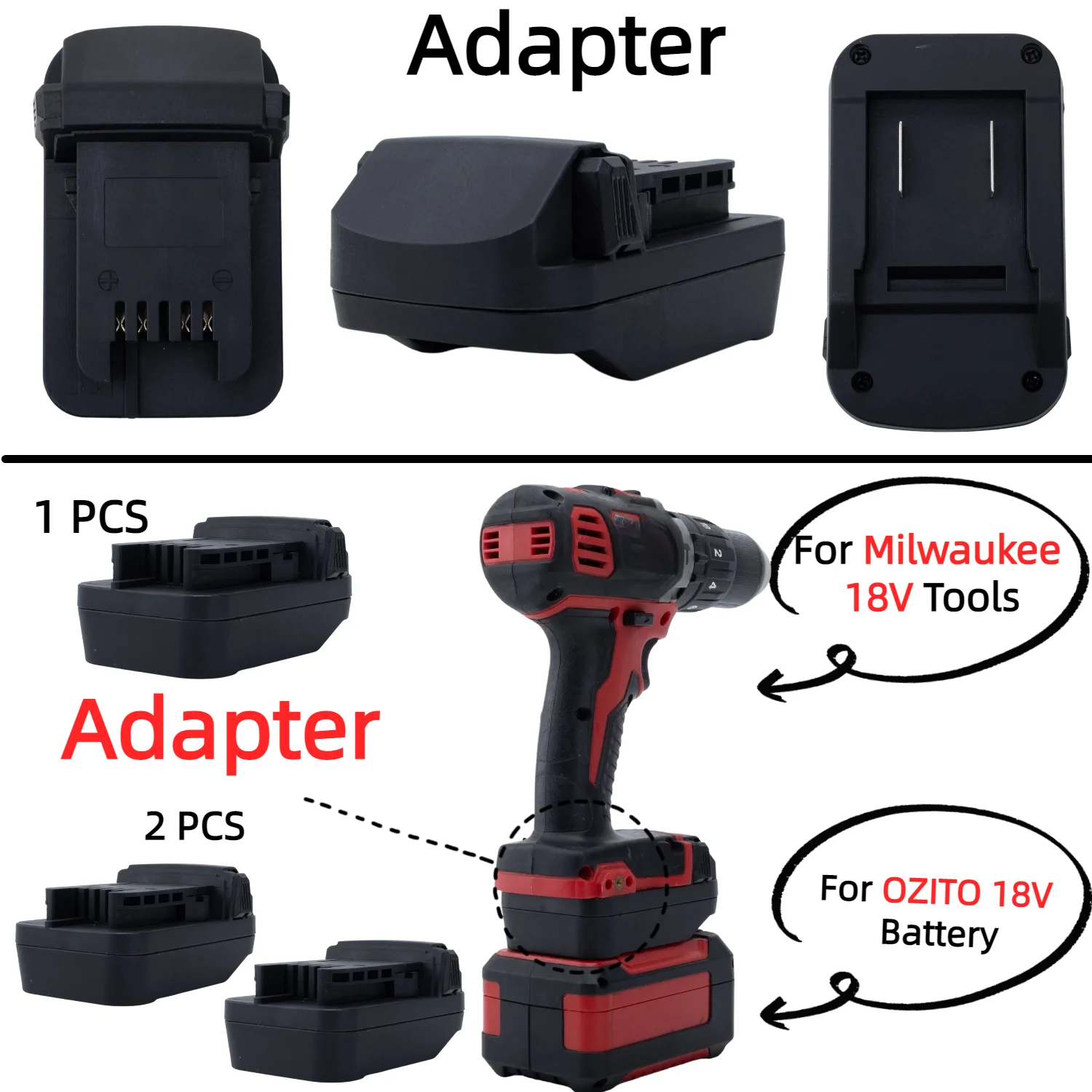 1/2 Pcs Battery Adapter/Converter for OZITO 18V Li-ion Battery TO Milwaukee 18V Cordless Tools Accessory(Only Adapter)
1/2 Pcs Battery Adapter/Converter for OZITO 18V Li-ion Battery TO Milwaukee 18V Cordless Tools Accessory(Only Adapter)