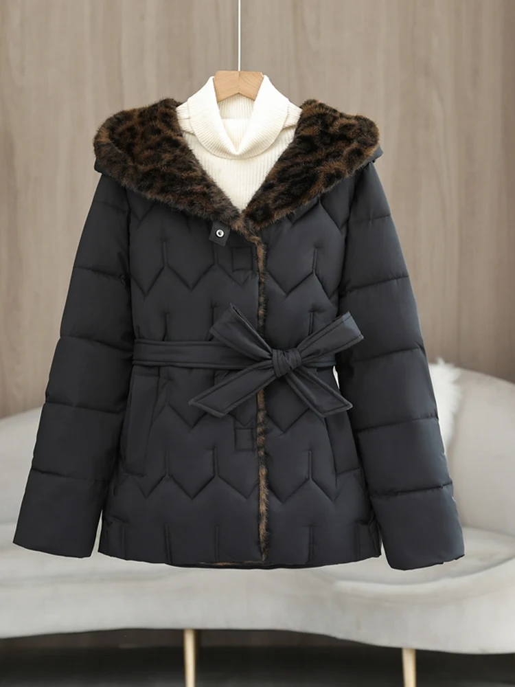 ort Sli Belted Leopard Print Hooded Slim Fit Cotton Jaet Women's Winter New Large Size Cotton Coat Outerwear
ort Sli Belted Leopard Print Hooded Slim Fit Cotton Jaet Women's Winter New Large Size Cotton Coat Outerwear