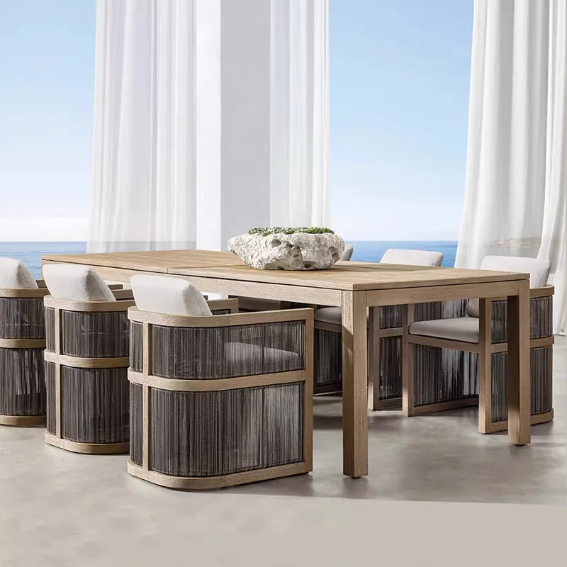 Outdoor teak table and chair rattan combination Chinese restaurant hotel sun room rain protection villa courtyard terrace furnit
Outdoor teak table and chair rattan combination Chinese restaurant hotel sun room rain protection villa courtyard terrace furnit