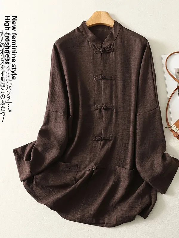 Loose Long Sleeve Women's Shirt Large Size Traditional Chinese Style Reformed One Button Vintage Top Artistic Loose Fit Shirt
Loose Long Sleeve Women's Shirt Large Size Traditional Chinese Style Reformed One Button Vintage Top Artistic Loose Fit Shirt