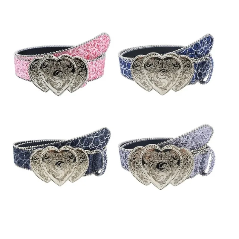 Fashion Women Three Heart Buckle Belt Angel Punk Waistband for Banquet Idol Costume Waist Belt Girls Sparkling Sequin Belts
Fashion Women Three Heart Buckle Belt Angel Punk Waistband for Banquet Idol Costume Waist Belt Girls Sparkling Sequin Belts