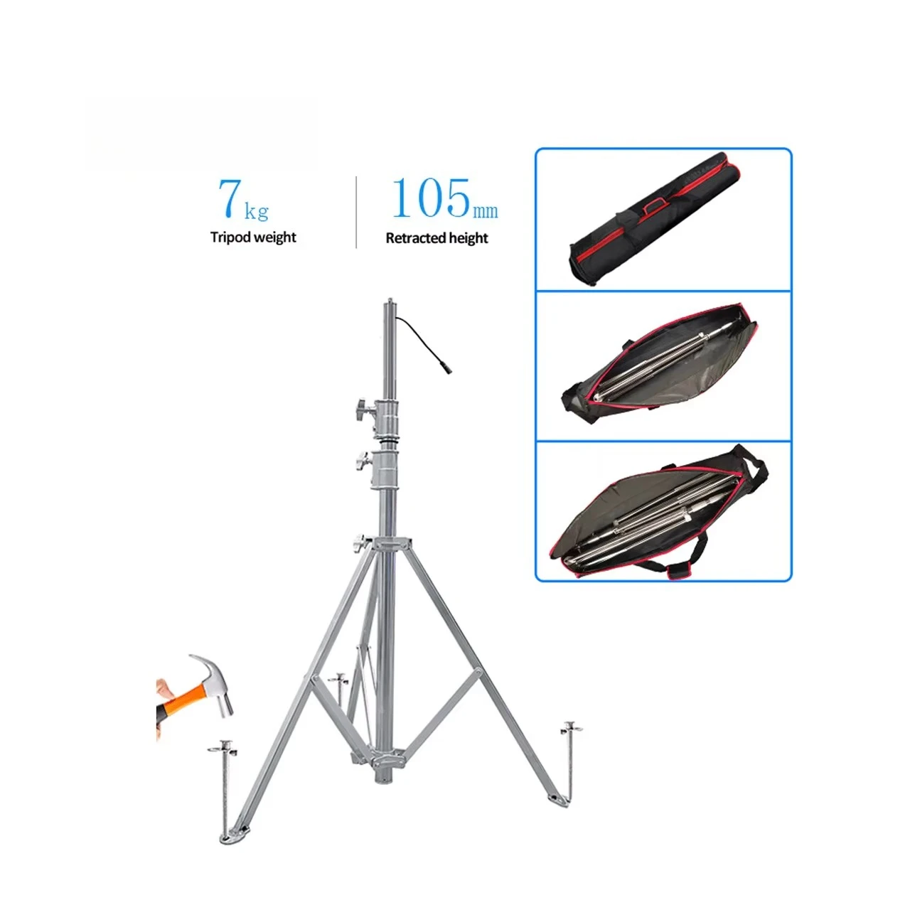 Lightweight Stainless Steel Light Stand Portable Tripod Built in Battery Camera Tripod
Lightweight Stainless Steel Light Stand Portable Tripod Built in Battery Camera Tripod