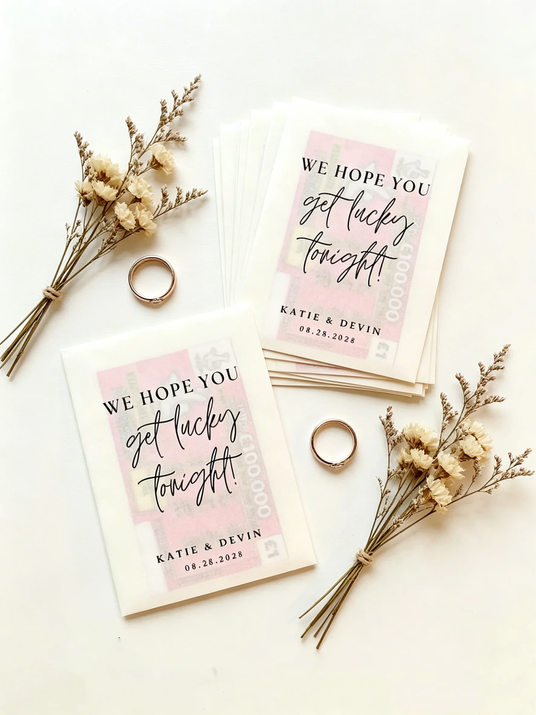Personalized Wedding Scratchers Favor Bag, Gold Foil Lotto Ticket Holder, We Hope You Get Lucky Tonight Wedding Guest Favors
Personalized Wedding Scratchers Favor Bag, Gold Foil Lotto Ticket Holder, We Hope You Get Lucky Tonight Wedding Guest Favors