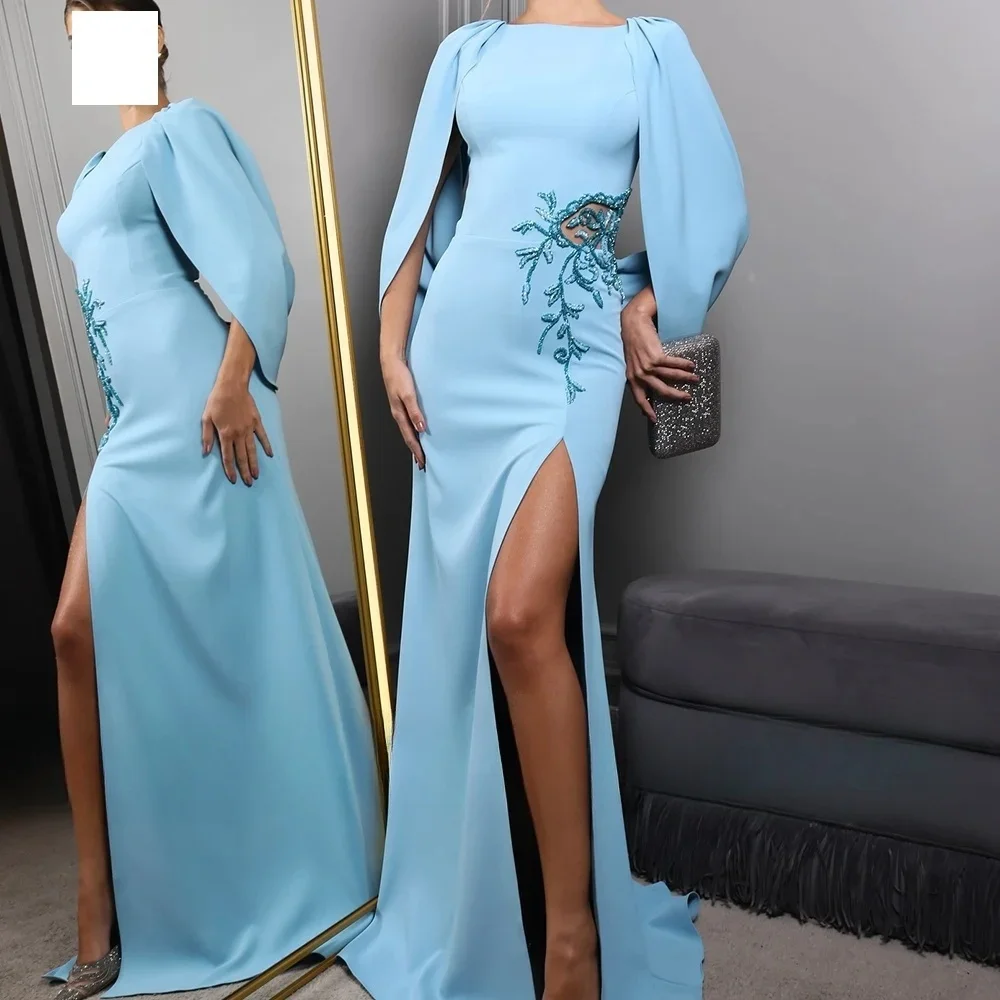 Blue Slit Beaded Party Long Bespoke Occasion Gown Evening Dresses Pastrol Unisex Jersey Retro Dubai Saudi Arabic Prom Customized
Blue Slit Beaded Party Long Bespoke Occasion Gown Evening Dresses Pastrol Unisex Jersey Retro Dubai Saudi Arabic Prom Customized