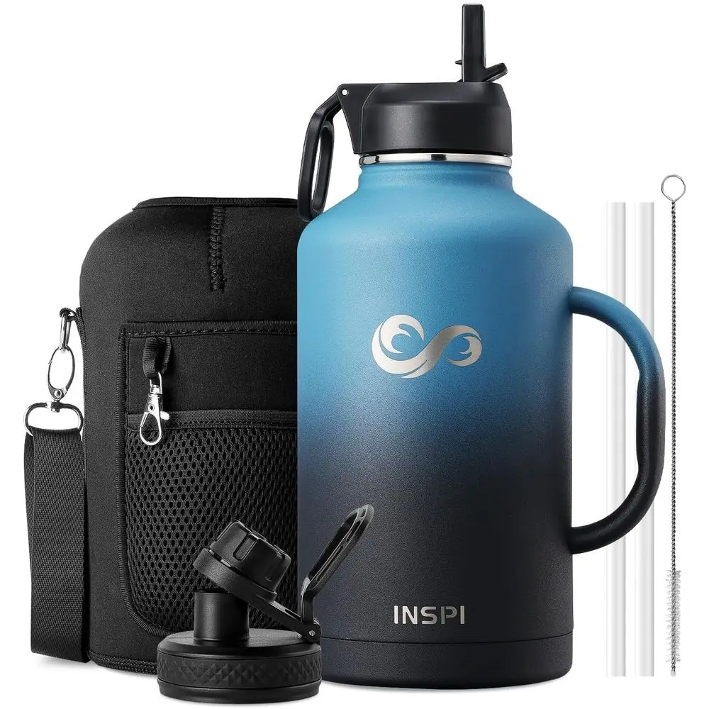 Термос из нержавеющей стали на 64 унции (2 л) с двойными стенками, 2 крышками, ручкой, широким горлышком, чехлом для переноски, сохраняет напитки холодными или горячими.
Термос из нержавеющей стали на 64 унции (2 л) с двойными стенками, 2 крышками, ручкой, широким горлышком, чехлом для переноски, сохраняет напитки холодными или горячими.