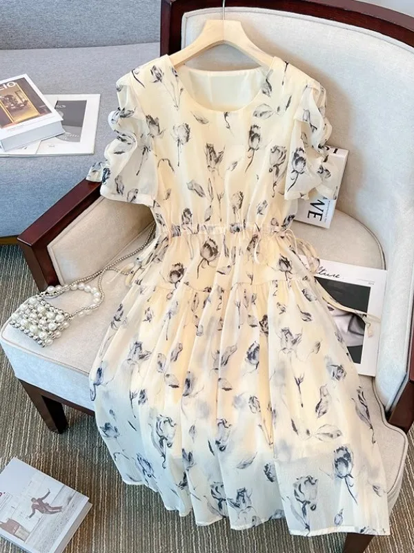 Floral Print Chiffon Skirt Women's Slimming Belted Summer Large Size Tea Style Anti-Aging Elegant Slimming Skirt
Floral Print Chiffon Skirt Women's Slimming Belted Summer Large Size Tea Style Anti-Aging Elegant Slimming Skirt
