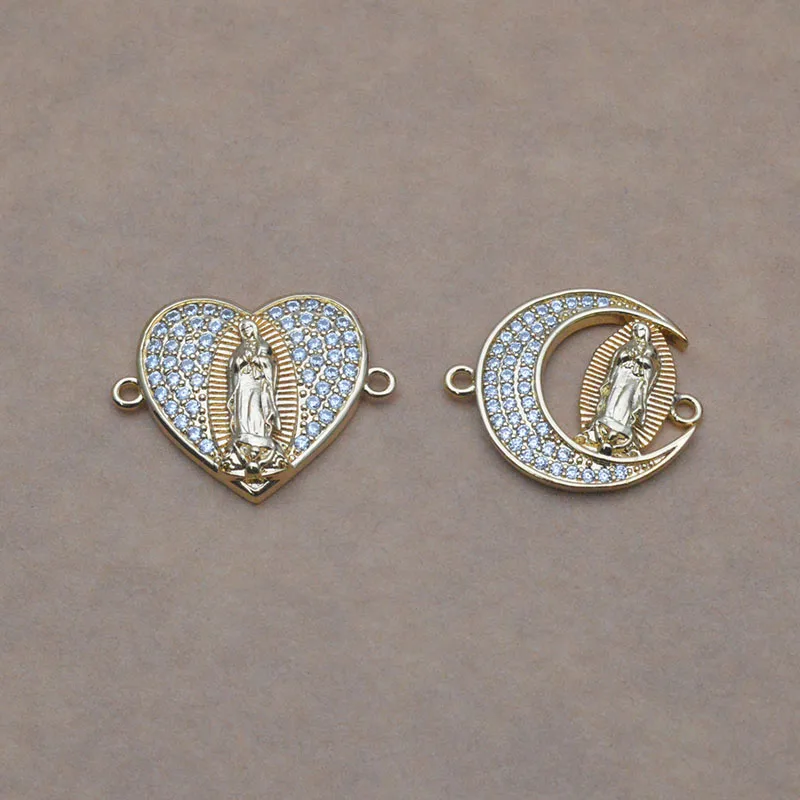 10pcs/lot Classic Big Size Heart Shape Virgin Mary Connector Copper 18k Gold Plated CZ Charm Jewelry Finding Accessories
10pcs/lot Classic Big Size Heart Shape Virgin Mary Connector Copper 18k Gold Plated CZ Charm Jewelry Finding Accessories