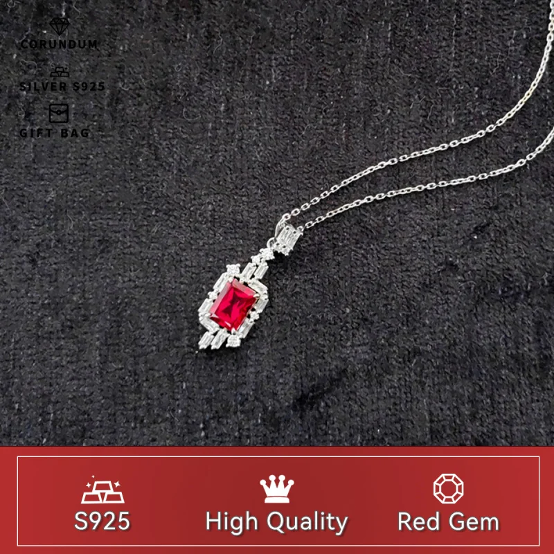 delicacy Fine quality Ruby corundum S925 Silver Electroplated platinum pendant necklace Elegant style women fine jewelry
delicacy Fine quality Ruby corundum S925 Silver Electroplated platinum pendant necklace Elegant style women fine jewelry