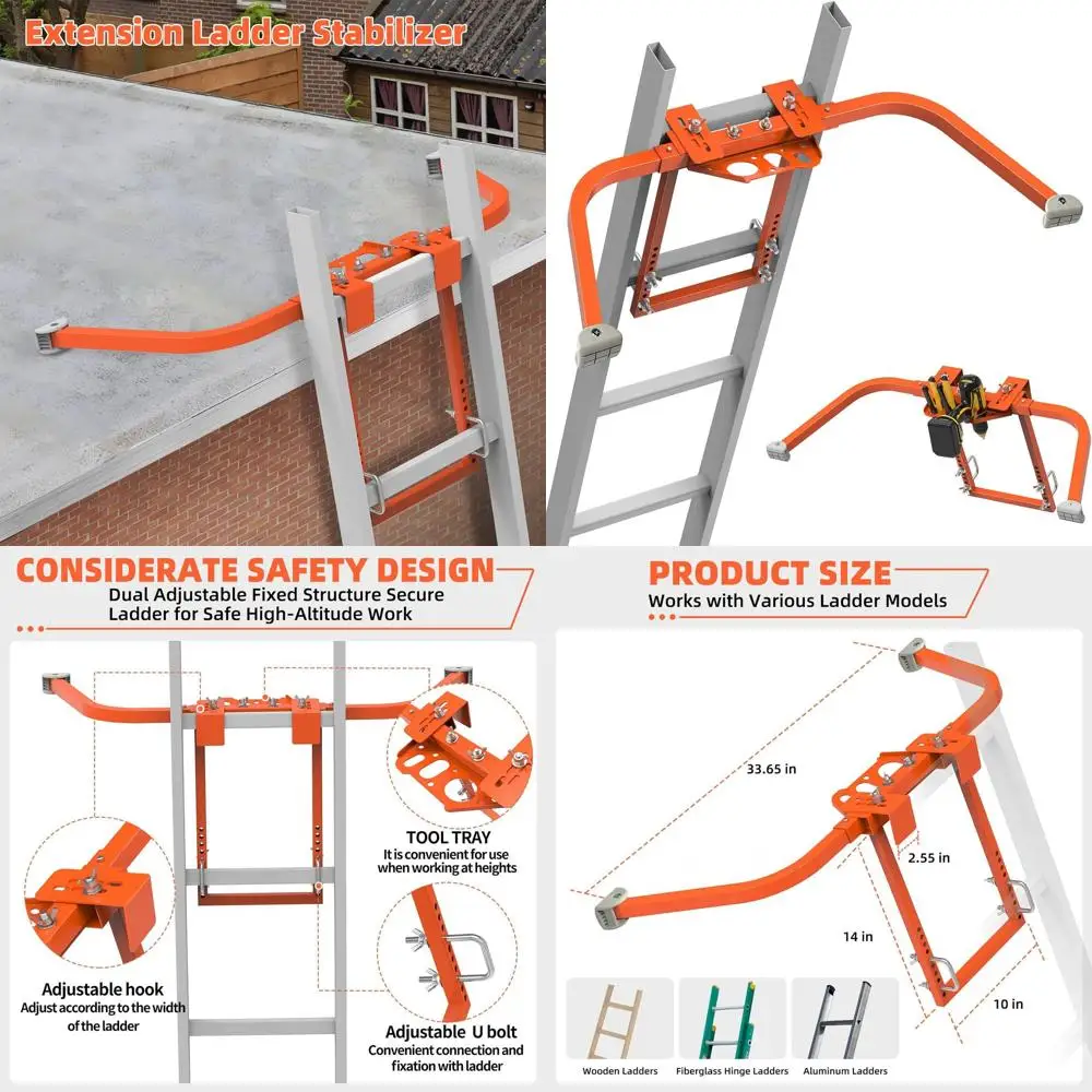 Ladder Stabilizer,Heavy Duty Steel Extension Ladder Stabilizer for Roof Gutter and Wall with Anti-Slip Rubber Feet,Ladder Stando
Ladder Stabilizer,Heavy Duty Steel Extension Ladder Stabilizer for Roof Gutter and Wall with Anti-Slip Rubber Feet,Ladder Stando