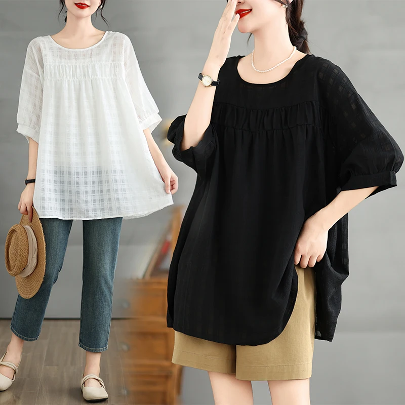 Summer New plus Size Casual Loose Design Sensation ort Sve Doll irt Cover Belly Big Size Women's Top Faion Commute S...
Summer New plus Size Casual Loose Design Sensation ort Sve Doll irt Cover Belly Big Size Women's Top Faion Commute S...