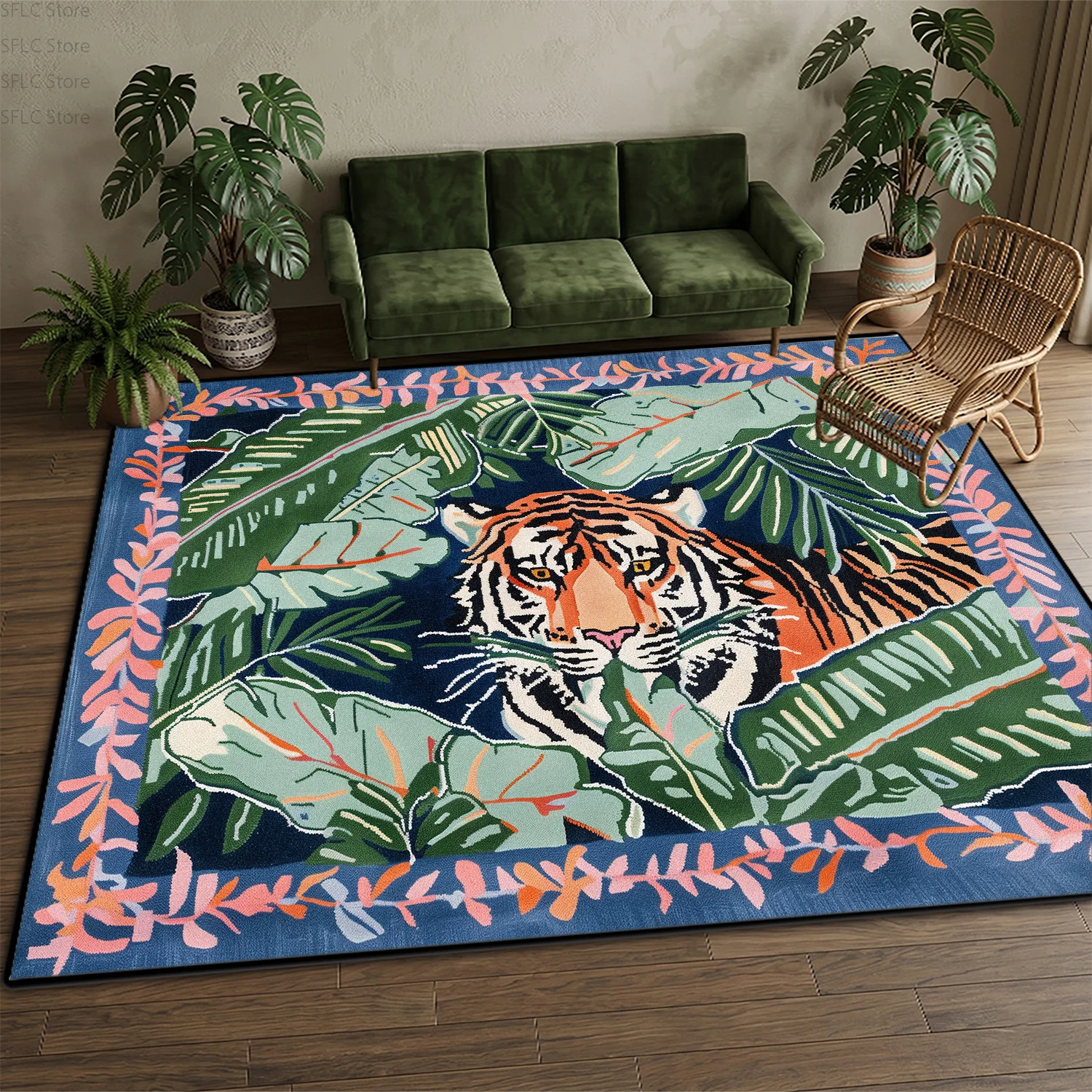 Tropical Illustration Tiger Style Living Room Carpet Home Decoration Luxury Washable Soft Rug Big Size Non-slip Fluffy Floor Mat
Tropical Illustration Tiger Style Living Room Carpet Home Decoration Luxury Washable Soft Rug Big Size Non-slip Fluffy Floor Mat