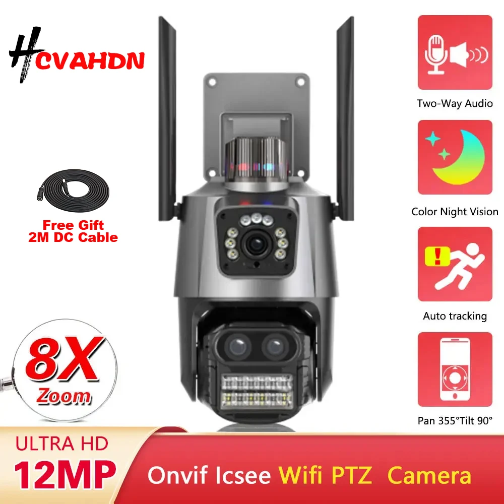 ICSEE WiFi IP Camera 8X Zoom 12MP 4K Three Lens PTZ Outdoor Wireless Security Camera with Color Night Vision Human Detection
ICSEE WiFi IP Camera 8X Zoom 12MP 4K Three Lens PTZ Outdoor Wireless Security Camera with Color Night Vision Human Detection