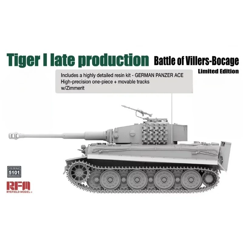 1/35 Ryefield assembly model 5101 Tiger I late type, anti-magnetic armor, resin soldier, limited edition Tank Model Kit
1/35 Ryefield assembly model 5101 Tiger I late type, anti-magnetic armor, resin soldier, limited edition Tank Model Kit