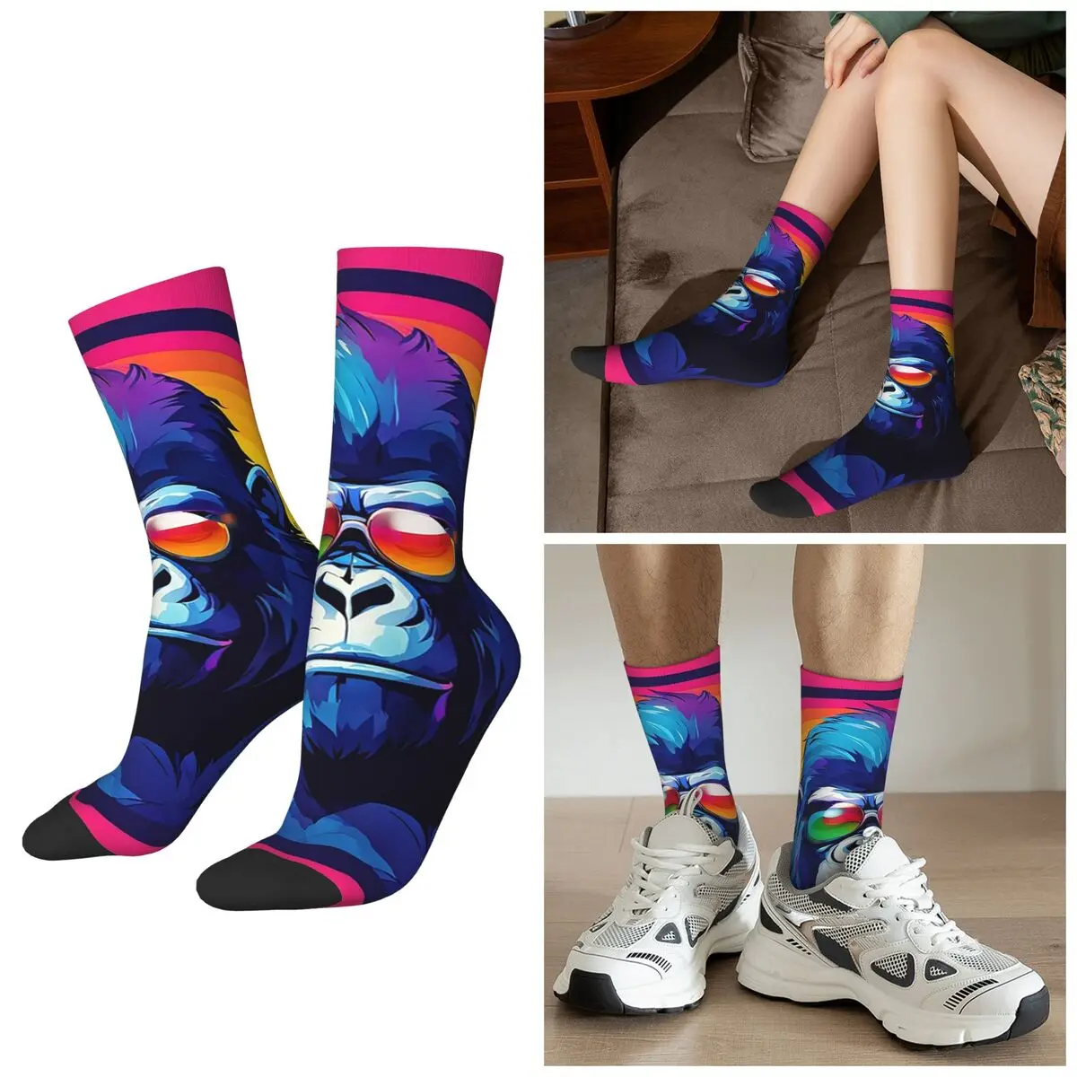 Всесезонные цветные ретро-носки с забавным принтом гориллы в солнцезащитных очках, спортивные носки средней длины в стиле Харадзюку, хип-хоп гольфы для мужчин и женщин
Всесезонные цветные ретро-носки с забавным принтом гориллы в солнцезащитных очках, спортивные носки средней длины в стиле Харадзюку, хип-хоп гольфы для мужчин и женщин