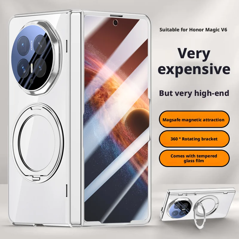 For Honor Magic V6 Case Luxury Electroplated Clear Magnetic Rotating Bracket Folding Hinge with Tempered Film Shockproof Cover
For Honor Magic V6 Case Luxury Electroplated Clear Magnetic Rotating Bracket Folding Hinge with Tempered Film Shockproof Cover