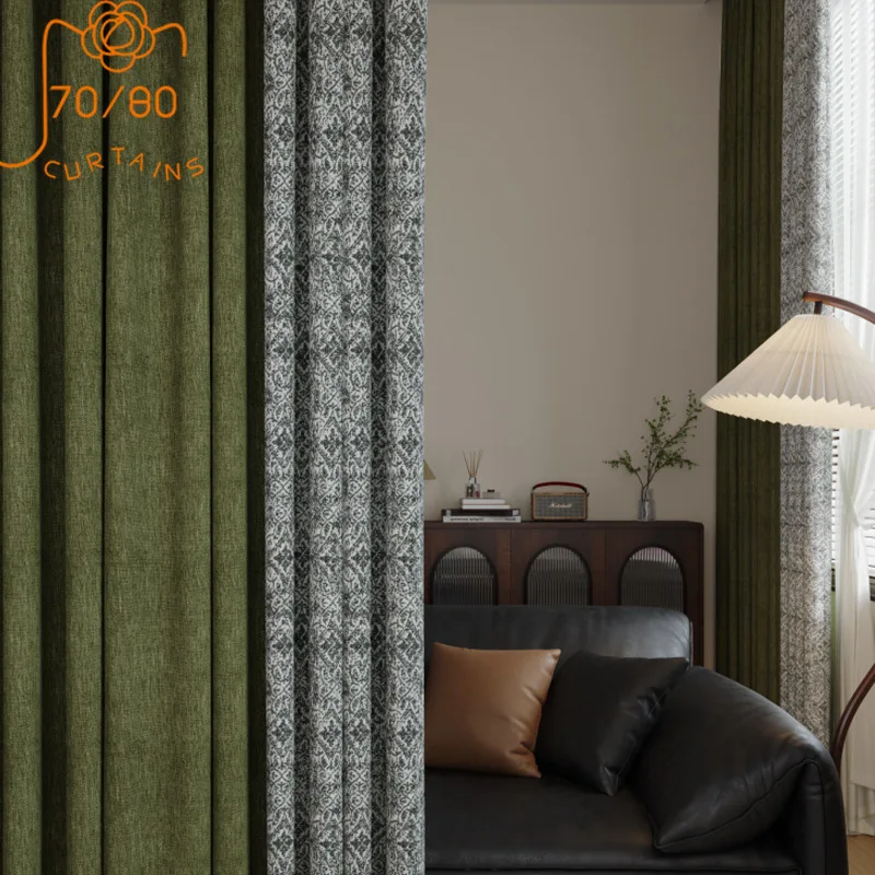 French Retro Dark Green Thickened Jacquard Chenille Patched Curtains for Living Room Bedroom French Window Balcony Customized
French Retro Dark Green Thickened Jacquard Chenille Patched Curtains for Living Room Bedroom French Window Balcony Customized