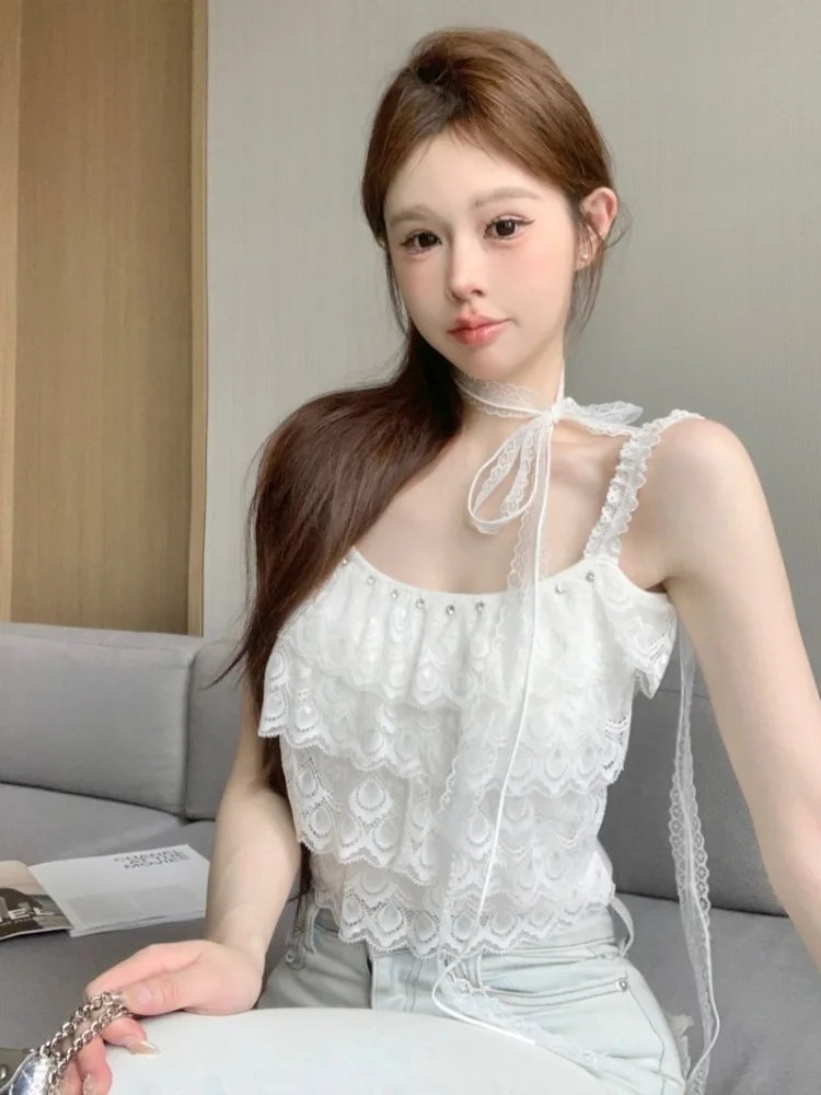 Elegant Lace Trim Camisole Tank Top Women's Outerwear Irregular Pure Desire Sexy Short Strap Vest Korean Style Commute Wind
Elegant Lace Trim Camisole Tank Top Women's Outerwear Irregular Pure Desire Sexy Short Strap Vest Korean Style Commute Wind