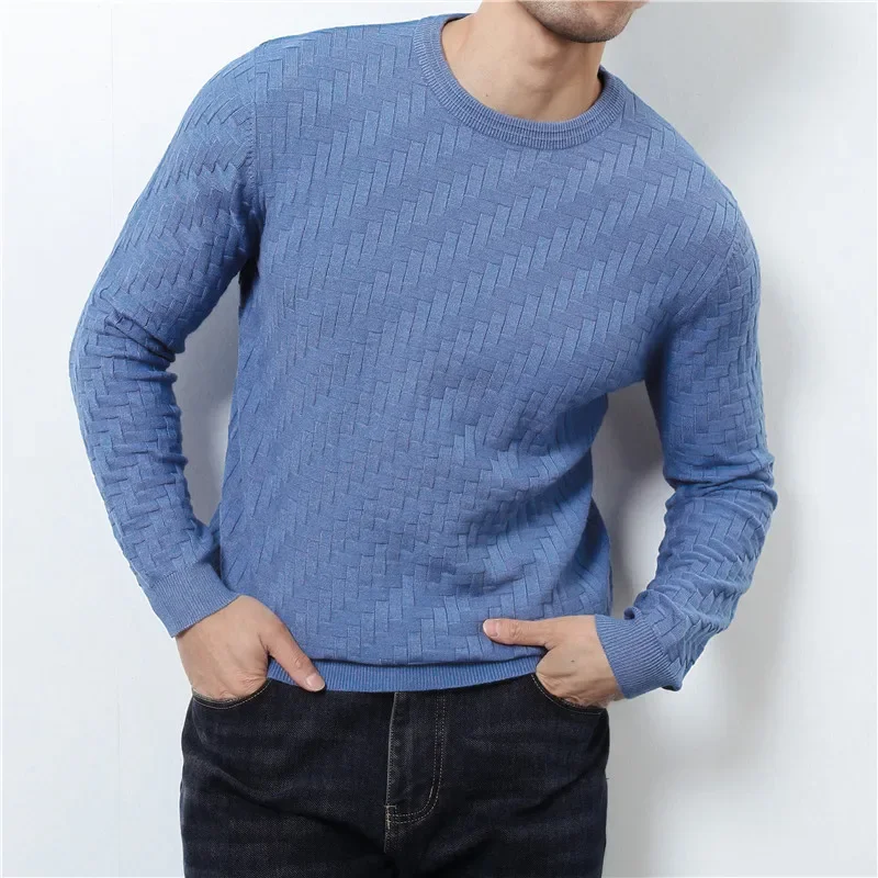 Solid Color Jacquard Knitted O-Neck Sweater Men's Pullover Slim Fit Warm Base Shirt, High Quality Sweater M-4XL
Solid Color Jacquard Knitted O-Neck Sweater Men's Pullover Slim Fit Warm Base Shirt, High Quality Sweater M-4XL