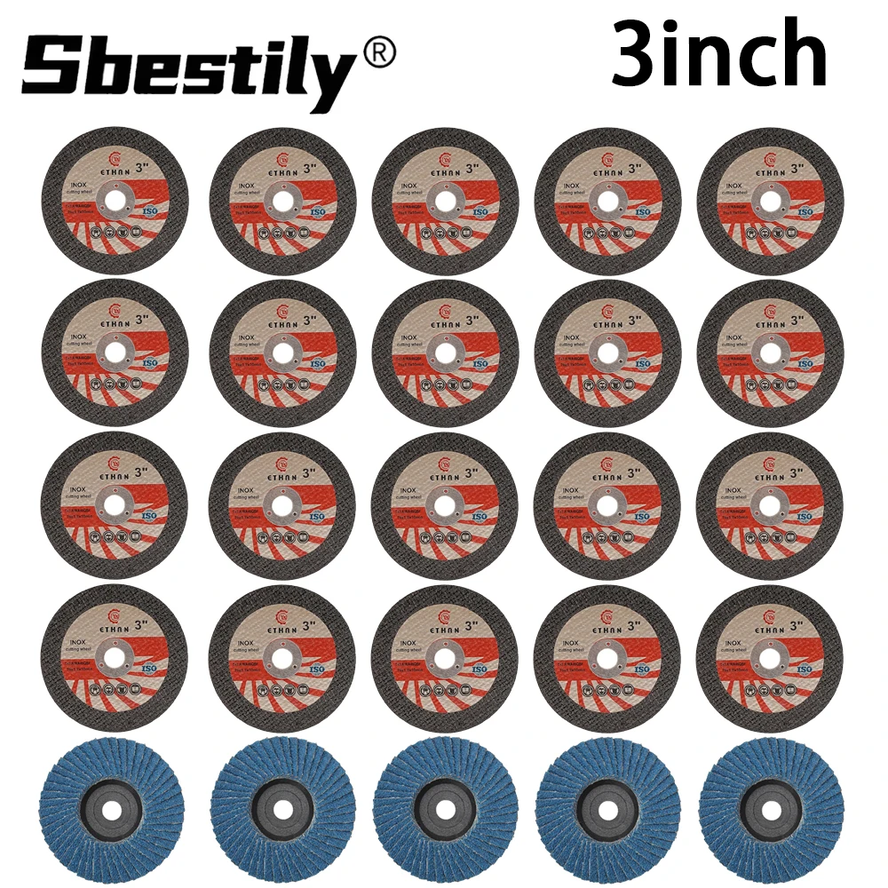 25pcs 3Inch Resin Cut Off Wheel 75mm Flat Flap Discs Grinding Wheel Angle Grinder Accessories For Cutting&Polishing Metal Wood
25pcs 3Inch Resin Cut Off Wheel 75mm Flat Flap Discs Grinding Wheel Angle Grinder Accessories For Cutting&Polishing Metal Wood