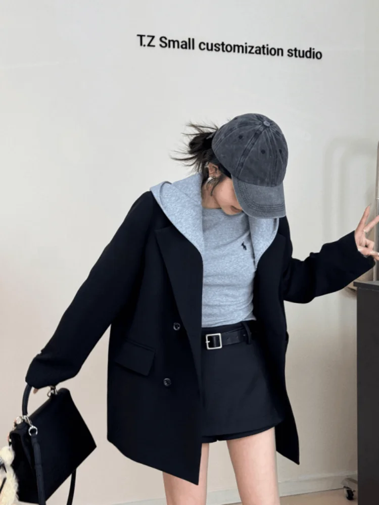 Korean Sle Hooded Suit Jaet Women's Spring 2026 Unique Faionable Coat Unique Super Beautiful Trendy ort Outerwear
Korean Sle Hooded Suit Jaet Women's Spring 2026 Unique Faionable Coat Unique Super Beautiful Trendy ort Outerwear