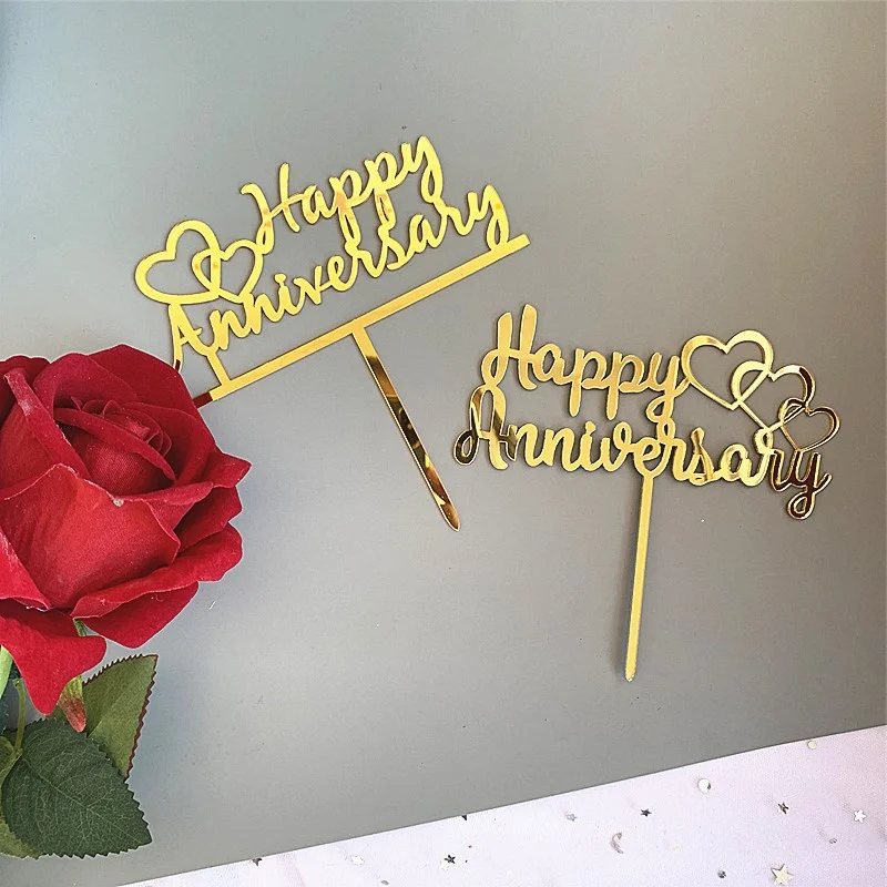 1pcs Gold Silver Cake Topper Happy Anniversary Acrylic Cake Top Insert Decoration for Wedding Party Cake Decorating Supplies
1pcs Gold Silver Cake Topper Happy Anniversary Acrylic Cake Top Insert Decoration for Wedding Party Cake Decorating Supplies