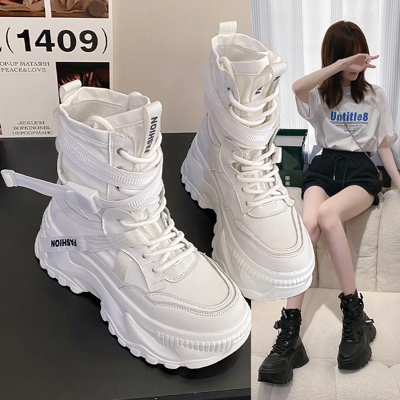Fashion Women Chunky Platform Motorcycle Boots White Lace Up Thick Bottom Shoes Woman Autumn Winter Ankle Botas De Mujer 2022
Fashion Women Chunky Platform Motorcycle Boots White Lace Up Thick Bottom Shoes Woman Autumn Winter Ankle Botas De Mujer 2022