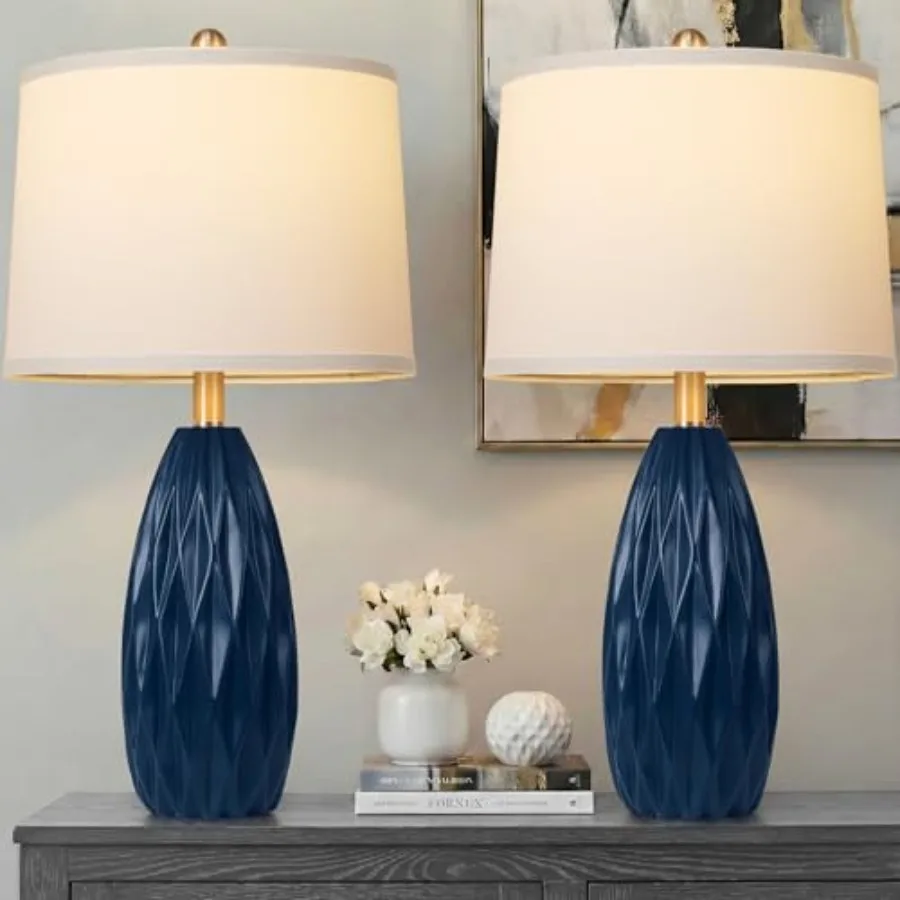 Modern Table Lamp for Living Room, 5'' Bedside Lamp Set of, Navy Resin Table Lamp, Bedroom Lamp for Nightstand with Linen Shade
Modern Table Lamp for Living Room, 5'' Bedside Lamp Set of, Navy Resin Table Lamp, Bedroom Lamp for Nightstand with Linen Shade