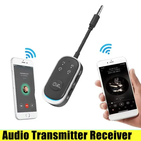 Bluetooth 5.3 Audio Transmitter Receiver 3.5MM AUX Hifi Stereo Music Wireless Adapter With Mic For Car Airplane TV PC Headphone