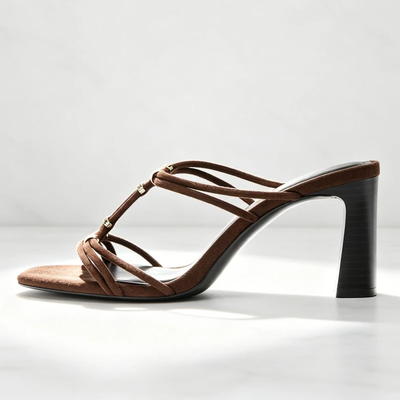 Brown Faux Suede Strappy Chunky Heeled Sandals Women Fashion Metal Details Square Toe High Heels for Ladies Elegant Summer Shoes
Brown Faux Suede Strappy Chunky Heeled Sandals Women Fashion Metal Details Square Toe High Heels for Ladies Elegant Summer Shoes