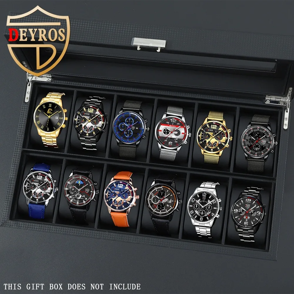 DEYROS 12 шт./компл. мужские часы Модные мужские часы, ремешок для часов из сетчатого сплава и ремешок для часов из искусственной кожи и ремешок для часов из сплава Подарки
DEYROS 12 шт./компл. мужские часы Модные мужские часы, ремешок для часов из сетчатого сплава и ремешок для часов из искусственной кожи и ремешок для часов из сплава Подарки