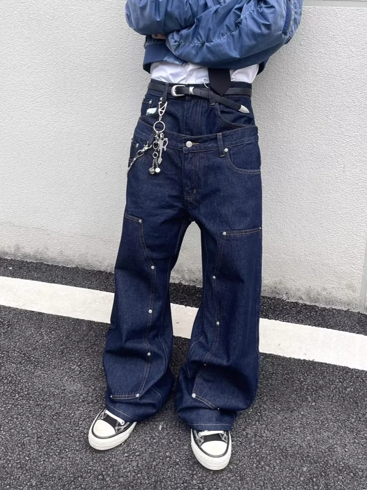 2025 Trend Y2K Style Double Waistband Dark Blue Rivet Baggy Cargo Jeans Pants For Men Clothing Luxury Denim Trousers Ropa Hombre
2025 Trend Y2K Style Double Waistband Dark Blue Rivet Baggy Cargo Jeans Pants For Men Clothing Luxury Denim Trousers Ropa Hombre
