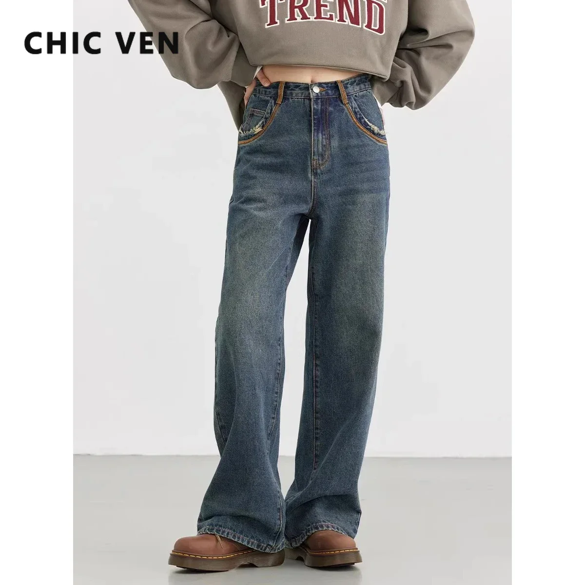 CHIC VEN Women Jeans Blue Vintage High Waist Contrast Cotton Wide Leg Denim Pants Woman Trousers Spring Autumn 2024
CHIC VEN Women Jeans Blue Vintage High Waist Contrast Cotton Wide Leg Denim Pants Woman Trousers Spring Autumn 2024