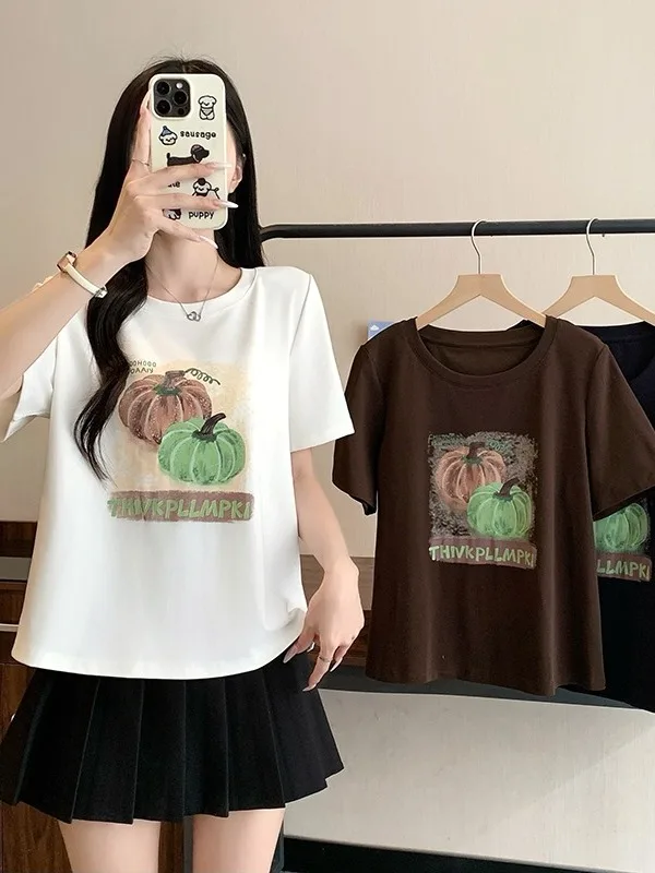 plus Size Casual Korean Style Short Sleeve T-Shirt Women's Summer New Loose Versatile Top Trendy Letter Print Commute Style
plus Size Casual Korean Style Short Sleeve T-Shirt Women's Summer New Loose Versatile Top Trendy Letter Print Commute Style