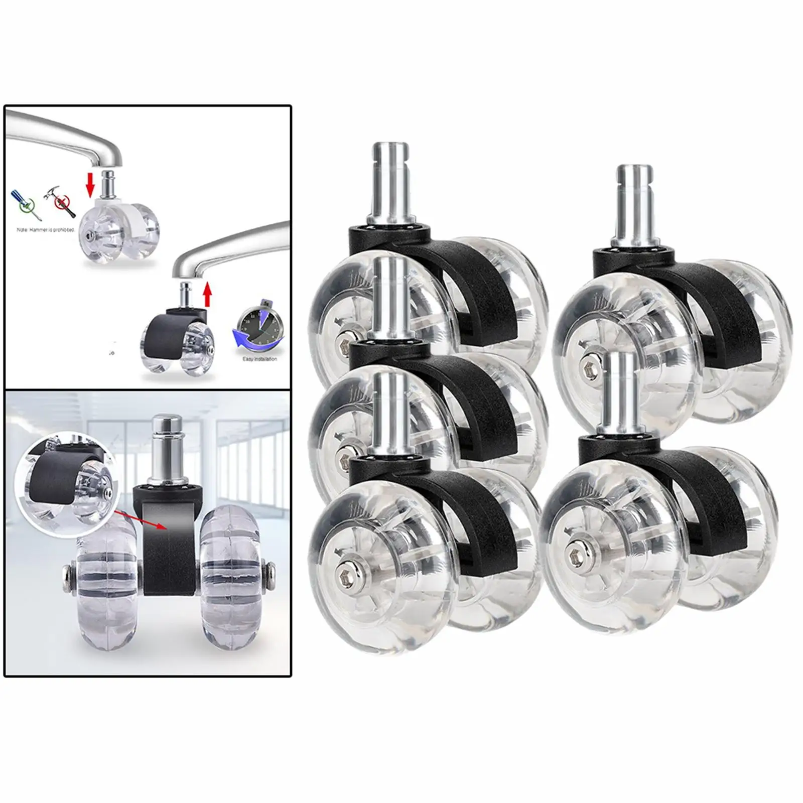 Office Chair Wheels Heavy Duty Plastic Casters 5pcs Set Easy Roll for Desk Chair Replacement Heavy Furniture Moving Tool
Office Chair Wheels Heavy Duty Plastic Casters 5pcs Set Easy Roll for Desk Chair Replacement Heavy Furniture Moving Tool