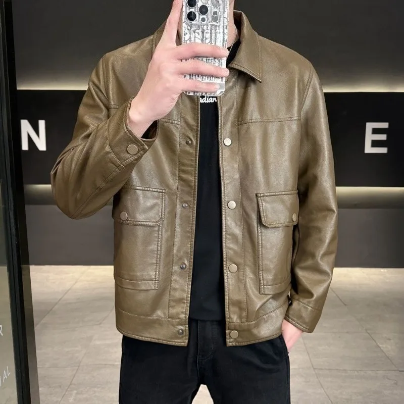 Мужская модная кожаная куртка, Новое поступление 2025 года, короткая тонкая байкерская куртка с отложным воротником, 3 цвета, повседневная одежда
Мужская модная кожаная куртка, Новое поступление 2025 года, короткая тонкая байкерская куртка с отложным воротником, 3 цвета, повседневная одежда