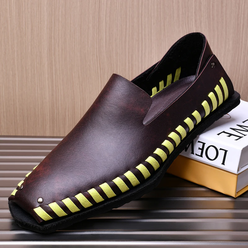 2026 Spring New Men's Comfortable Anti Slip Loafers Hand Sewn Men's Fashionable Contrasting Casual Lightweight Leather Shoes
2026 Spring New Men's Comfortable Anti Slip Loafers Hand Sewn Men's Fashionable Contrasting Casual Lightweight Leather Shoes