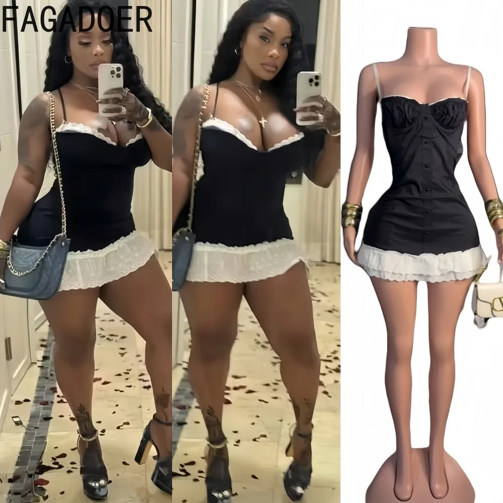 FAGADOER Sexy Ruched Patchwork Bodycon Mini Dresses Women Spaghetti Strap Backless Lace Dress Female Holiday Vestidos 2025 New
FAGADOER Sexy Ruched Patchwork Bodycon Mini Dresses Women Spaghetti Strap Backless Lace Dress Female Holiday Vestidos 2025 New