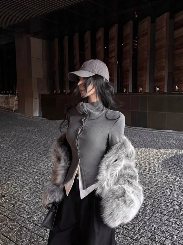 Fake Two Piece Patchwork Turtleneck Tops Mujer Autumn Winter New T-shirts for Women Y2k Slim Fit Long Sleeve Knitted Cardigan
Fake Two Piece Patchwork Turtleneck Tops Mujer Autumn Winter New T-shirts for Women Y2k Slim Fit Long Sleeve Knitted Cardigan