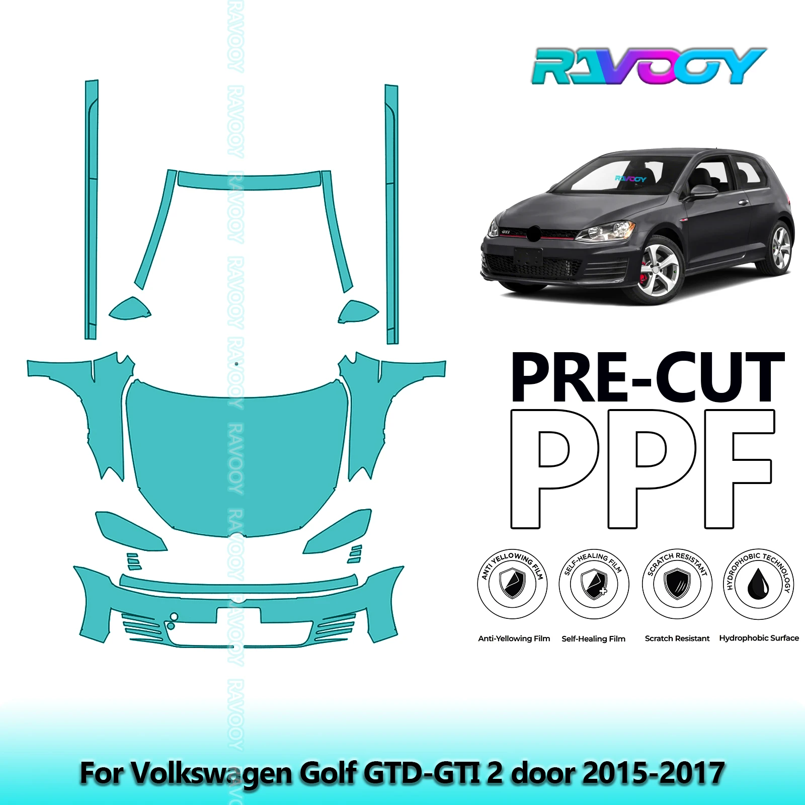 Front Kit+Rockers Clear Bra Precut PPF Paint Protection Film For Volkswagen Golf GTD-GTI 2 door 2015-2017
Front Kit+Rockers Clear Bra Precut PPF Paint Protection Film For Volkswagen Golf GTD-GTI 2 door 2015-2017