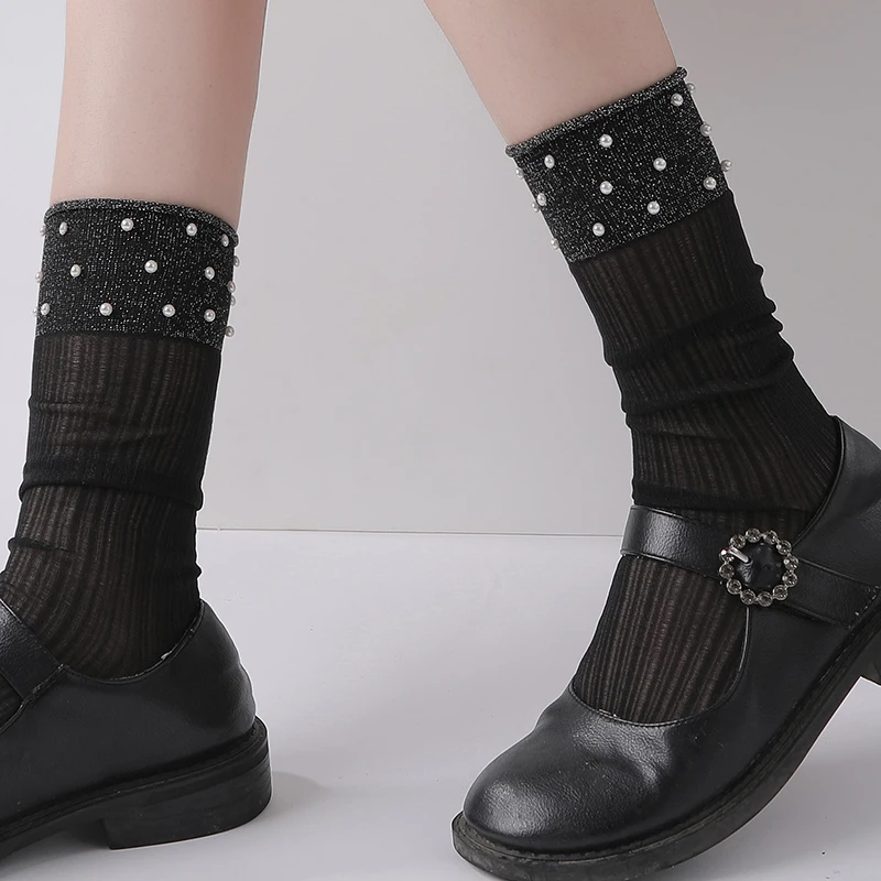 6 Pairs Pearls Women Ultrathin Transparent Socks Glitter Crystal Glass Silk Sock Beautiful Shiny Elastic Long Socks Pearl Summer
6 Pairs Pearls Women Ultrathin Transparent Socks Glitter Crystal Glass Silk Sock Beautiful Shiny Elastic Long Socks Pearl Summer