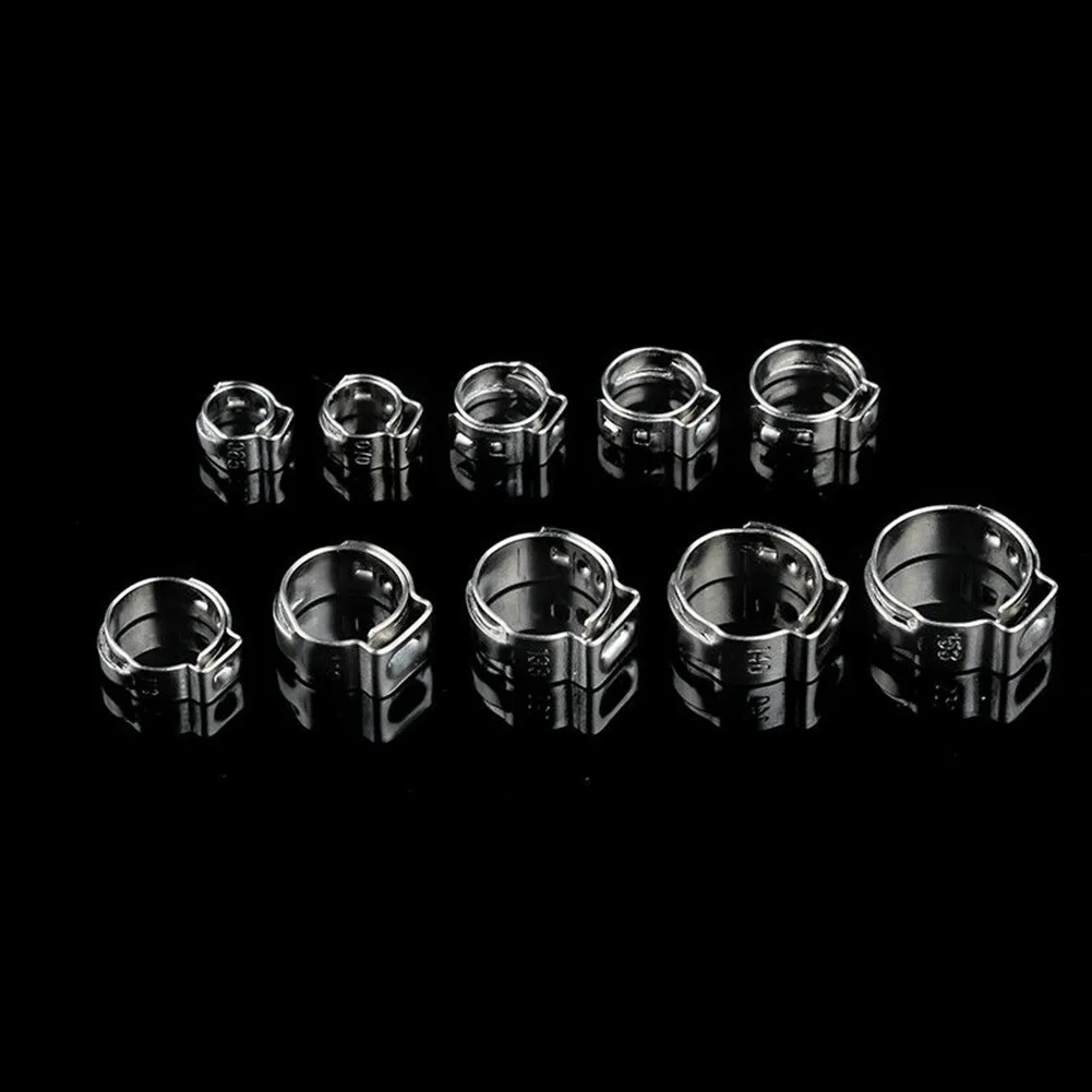 100 Pieces Single Ear Hose Clamps 304 SS 5.3mm 6.5mm 7.0mm 7.8mm 8.8mm 9.6mm 9.4mm 10.8mm 11.5mm 12.8mm 15.3mm and Pliers
100 Pieces Single Ear Hose Clamps 304 SS 5.3mm 6.5mm 7.0mm 7.8mm 8.8mm 9.6mm 9.4mm 10.8mm 11.5mm 12.8mm 15.3mm and Pliers