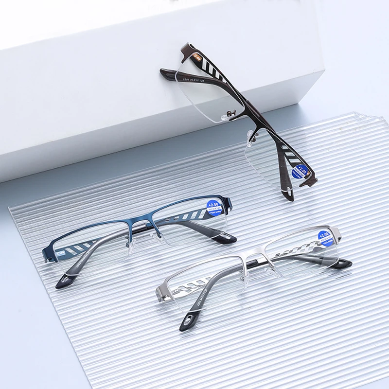 Business Metal Half Frame Reading Glasses Anti Blue Light HD Lens High Quality Computer Presbyopic Eyeglasses for Men Women
Business Metal Half Frame Reading Glasses Anti Blue Light HD Lens High Quality Computer Presbyopic Eyeglasses for Men Women
