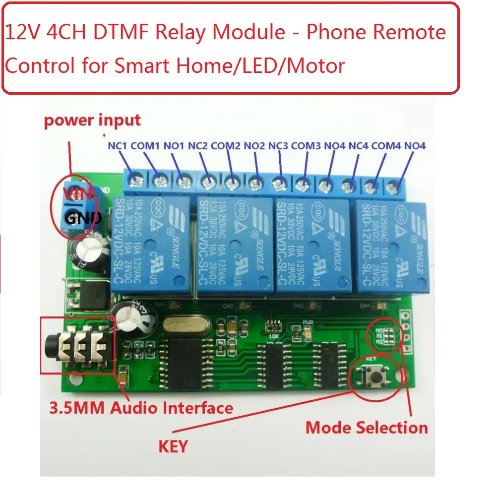 12 В 4CH MT8870 DTMF декодер релейный модуль телефон пульт дистанционного управления переключатель для светодиодного двигателя умный дом AD22B04
12 В 4CH MT8870 DTMF декодер релейный модуль телефон пульт дистанционного управления переключатель для светодиодного двигателя умный дом AD22B04