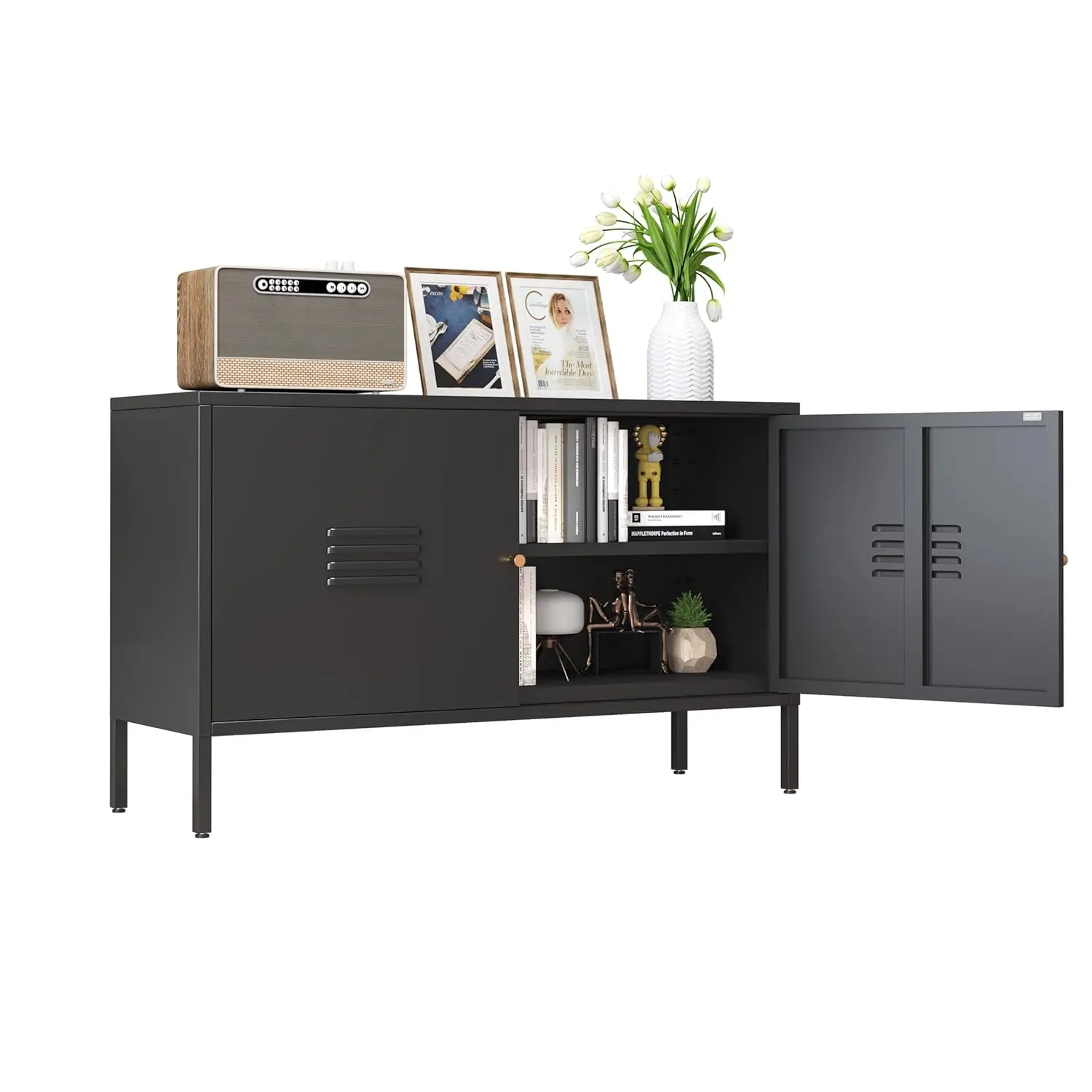 Storage Cabinet with Doors and Shelves -Metal TV Stand - Metal Storage Accent Cabinet for Home, Office,, Customized
Storage Cabinet with Doors and Shelves -Metal TV Stand - Metal Storage Accent Cabinet for Home, Office,, Customized