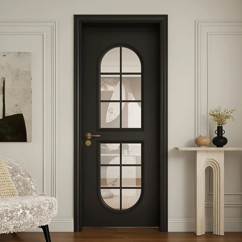 Solid wood paint door, arc arched glass bathroom French single
Solid wood paint door, arc arched glass bathroom French single